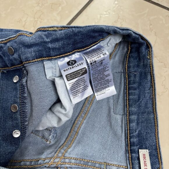 Levis Jeans Womens Sz 26 Ribcage Straight Ankle Blue Denim High Rise Button Fly - Picture 6 of 7